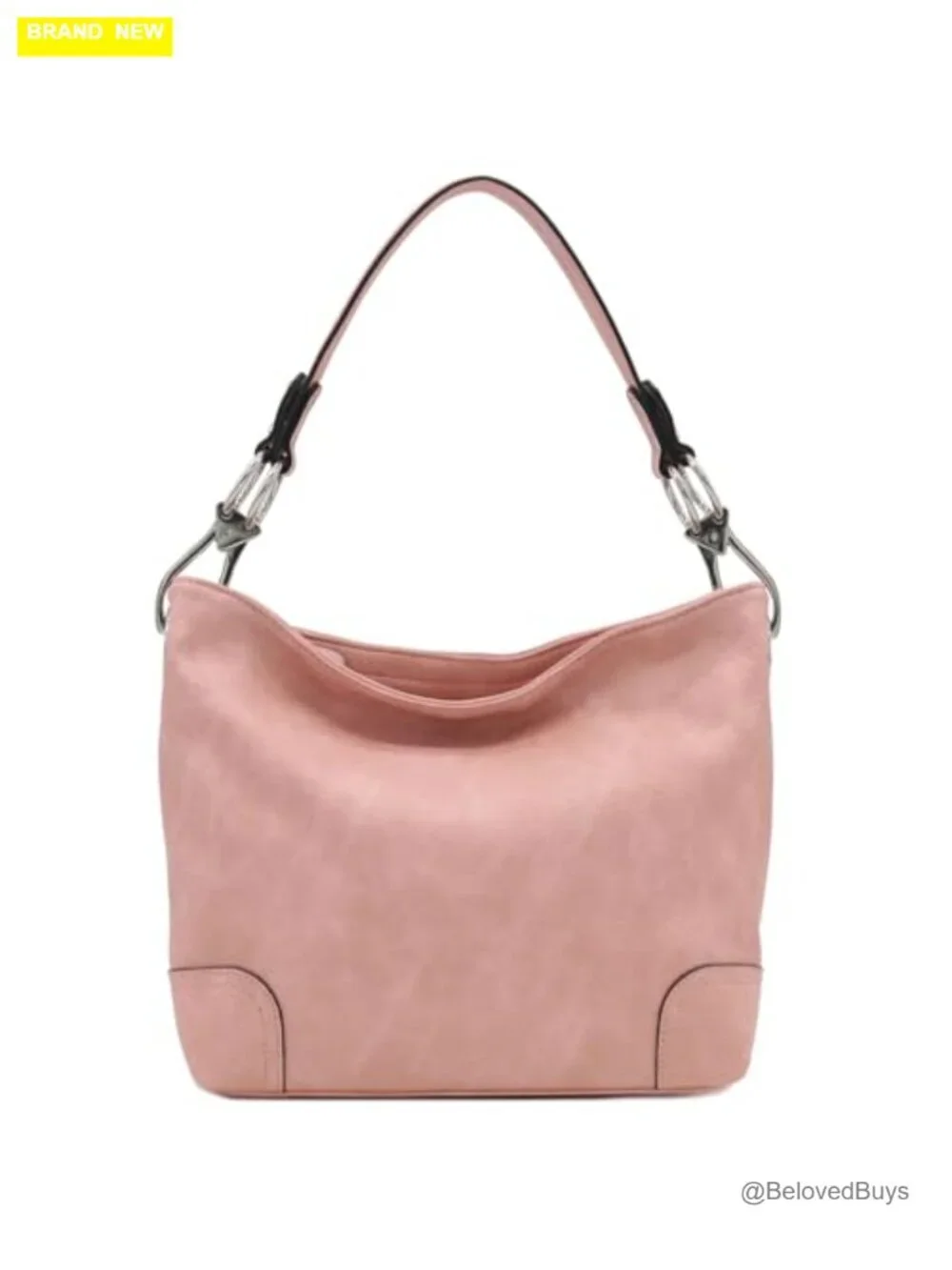 Faux Leather Hobo Shoulder Bag with Detachable Strap and Zipper Pockets